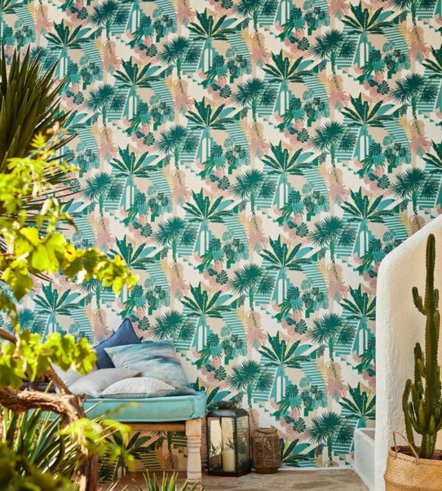 Clarke & Clarke Malindi Wallpaper in Palm